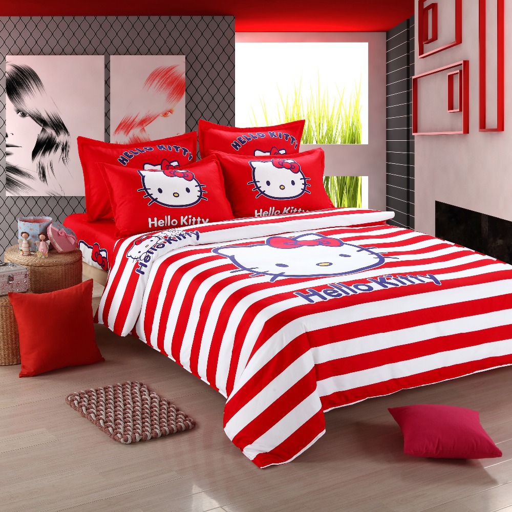 ο Ÿ 100 %  ŰƼ ħ Ʈ, ħ ̺ ħ Ʈ Ʈ  , 100 %  4 /NEW STYLE 100% Cotton new arrival Hello Kitty bed set, 4pcs queen size, 100% cott